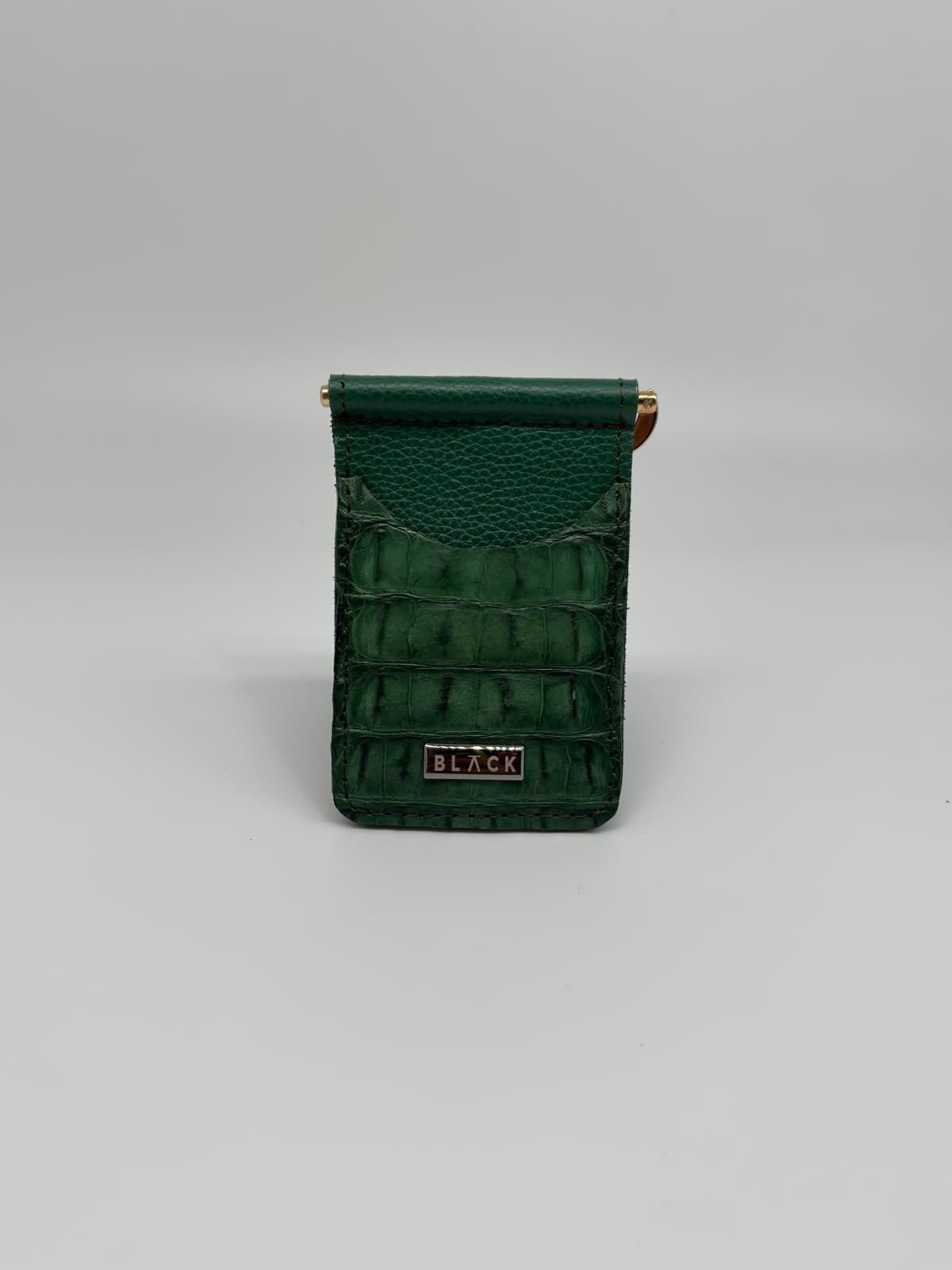 TARJETERO CON CLIP COCODRILO VERDE