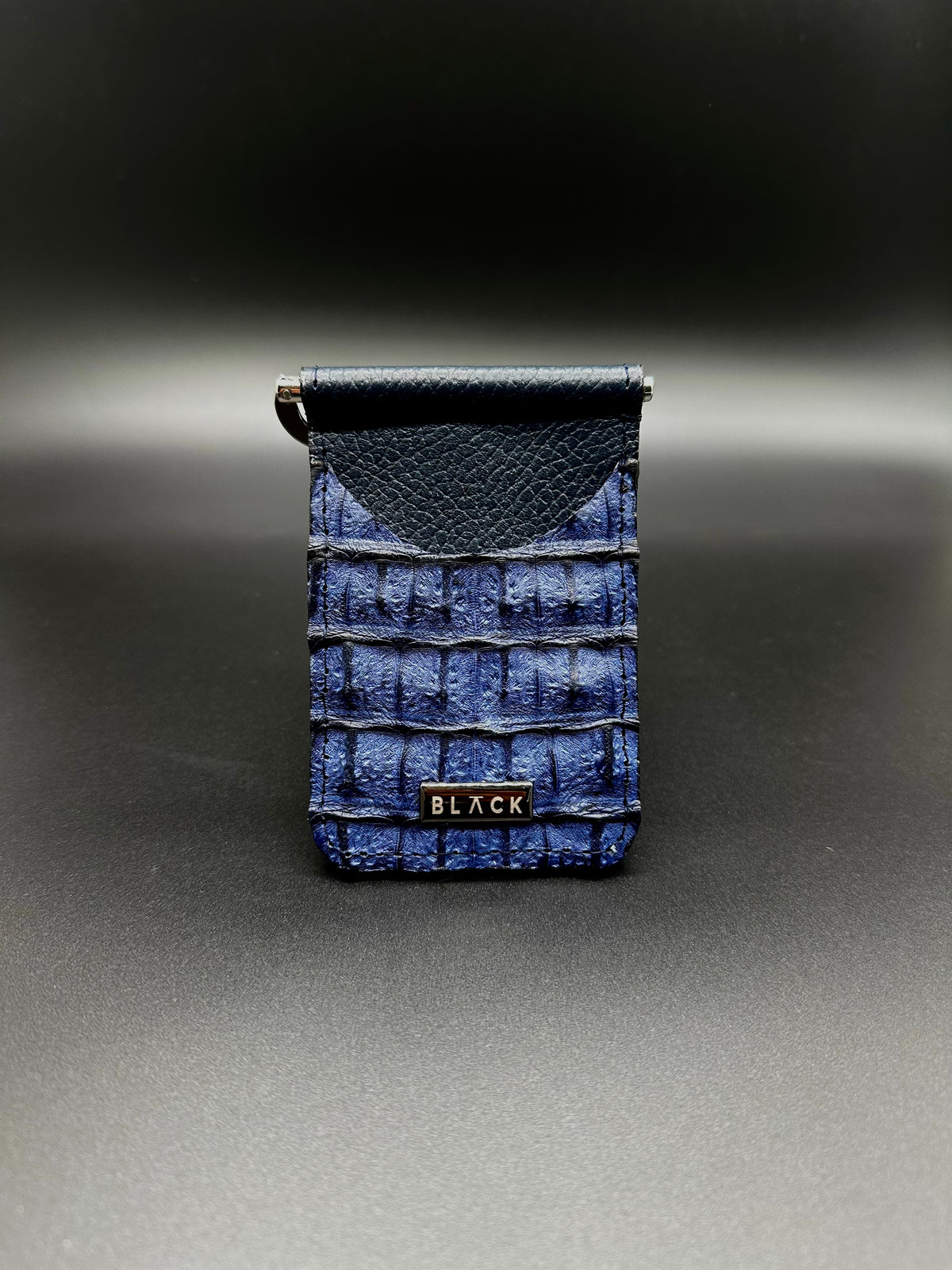 TARJETERO CON CLIP COCODRILO AZUL